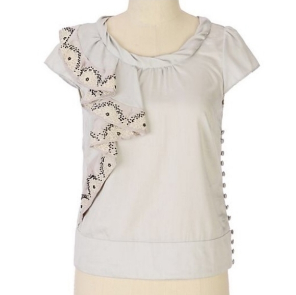 Leifsdottir Embroidered Beaded Ruffle Flames Top 0 - Picture 3 of 11